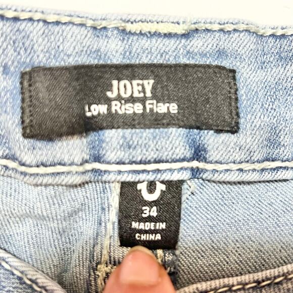 True Religion Joey Flare Legs Jeans Women 34x30 Light Blue Washed Low Rise - Picture 11 of 11